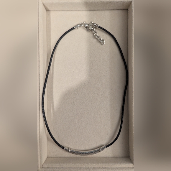 Brighton Black Leather and Silver Necklace And Dust Bag - Picture 5 of 7